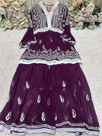 V Lace Chikankari Gharara set - chikankariofficial