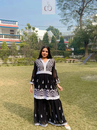 V Lace Chikankari Gharara set - chikankariofficial