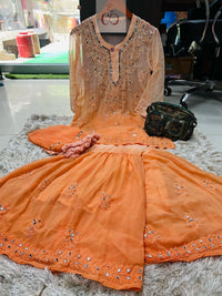 Viral ( Short Mirror Gharara 4pc Set ) Rishita Special - chikankariofficial