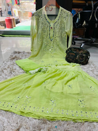 Viral ( Short Mirror Gharara 4pc Set ) Rishita Special - chikankariofficial