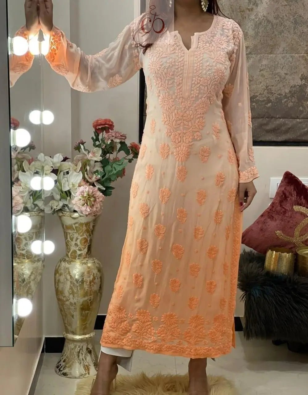 Viscose Finest Quality Worked kurtas.. - chikankariofficial