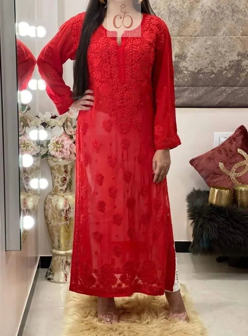 Viscose Finest Quality Worked kurtas.. - chikankariofficial