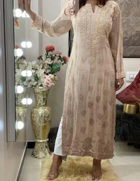 Viscose Finest Quality Worked kurtas.. - chikankariofficial