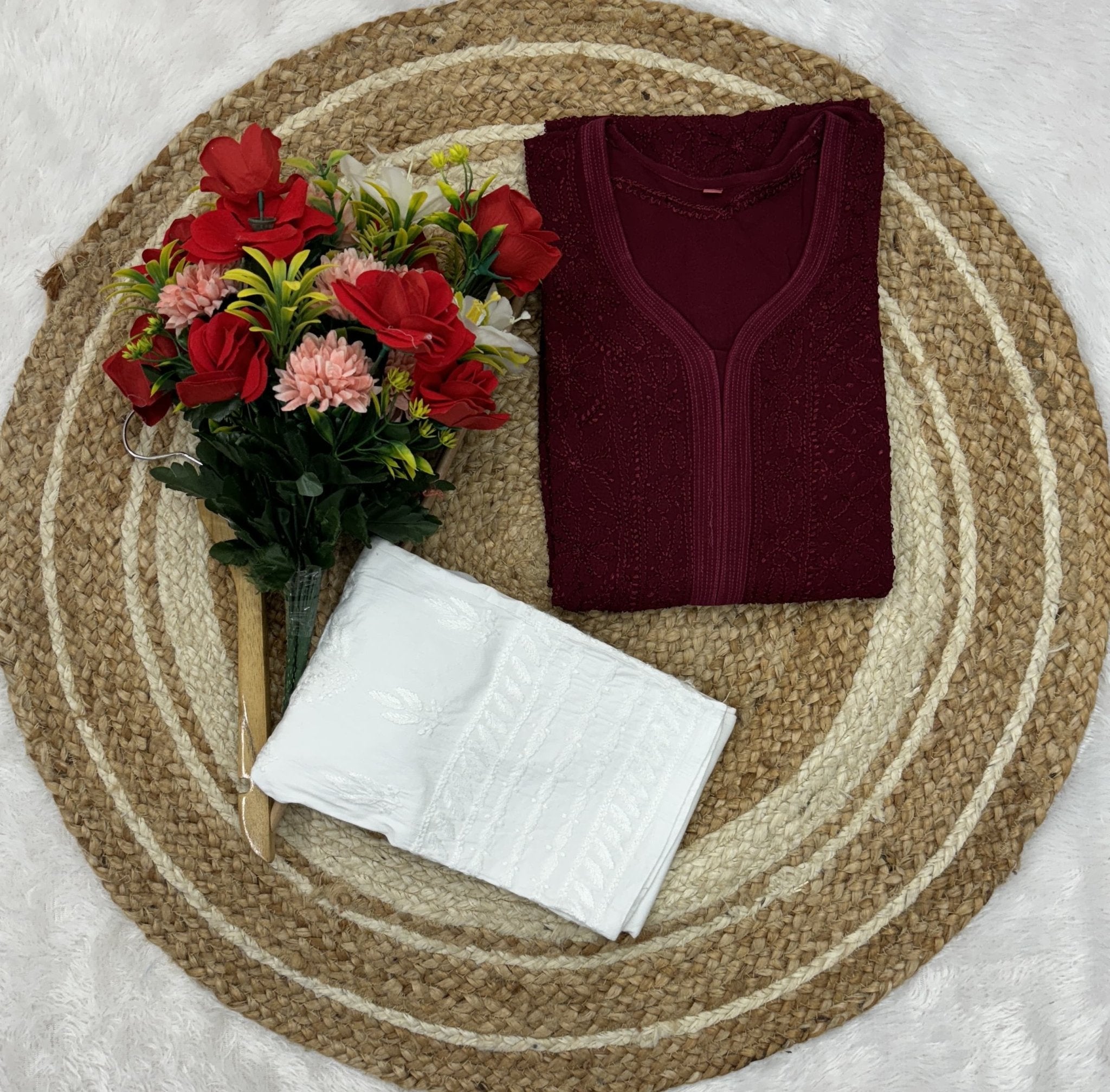 Viscose In Resham Thread kurti - chikankariofficial