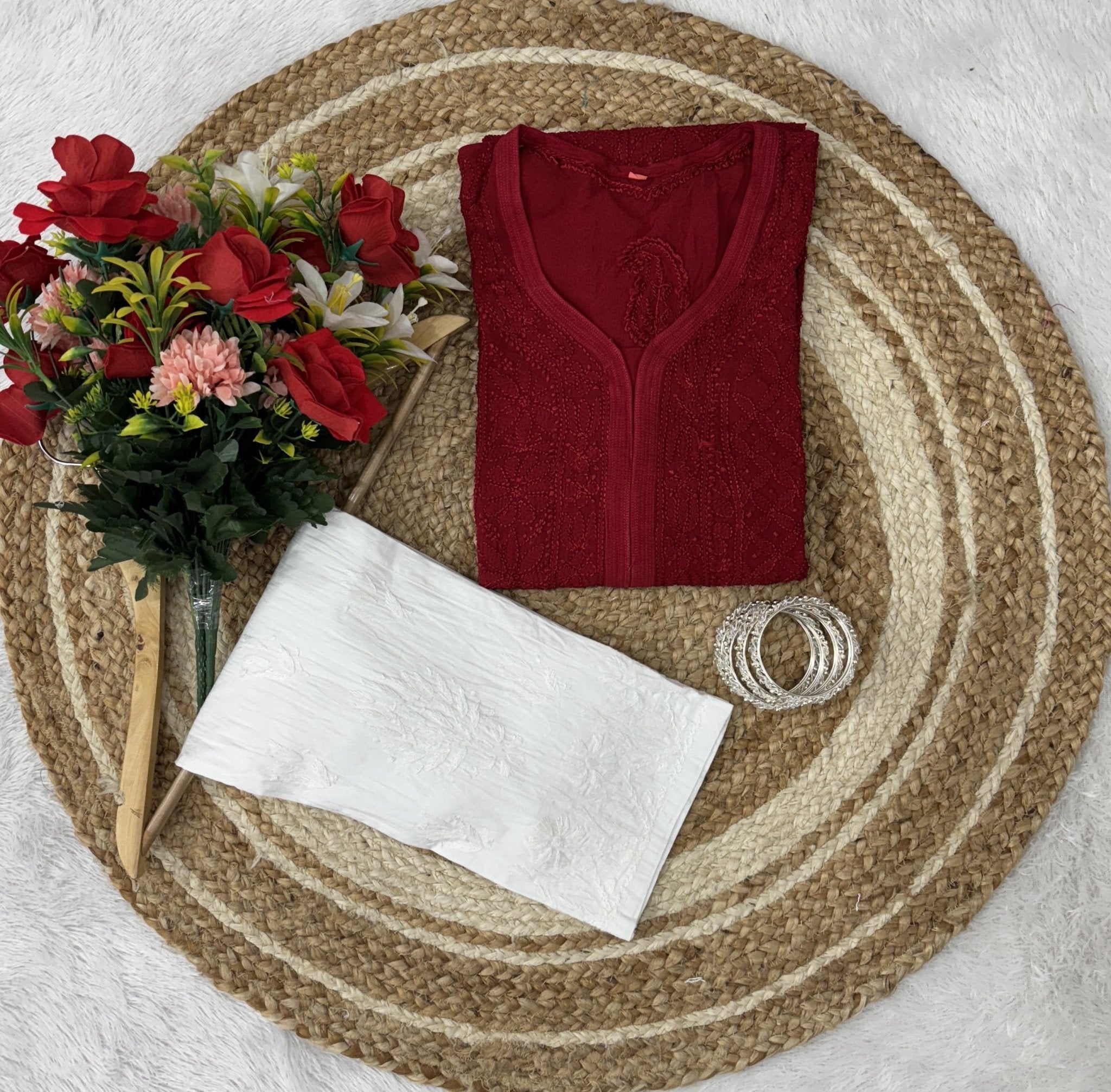 Viscose With Resham work - chikankariofficial