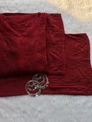 White Modal Cotton Chikankari 3pc Set - chikankariofficial