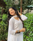 White Modal Cotton Chikankari 3pc Set - chikankariofficial