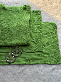 White Modal Cotton Chikankari 3pc Set - chikankariofficial