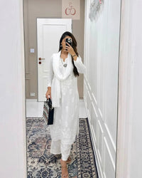 White Modal Cotton Chikankari 3pc Set - chikankariofficial