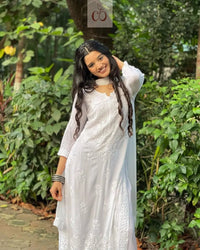 White Modal Cotton Chikankari 3pc Set - chikankariofficial